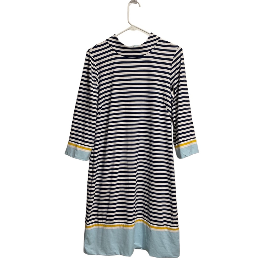 J. McLaughlin Catalina Cloth‎ Nautical Dress 3/4 Sleeve White/Blue